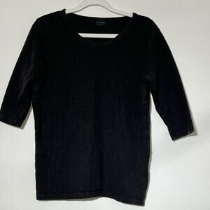 Eco Essentials 3/4 Sleeve Pullover Hemp Shirt Black Womens Size Medium